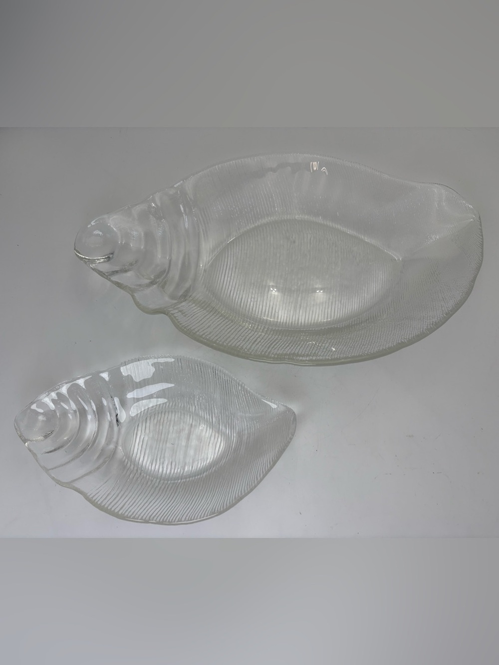 Italian Coastal Vintage Glass Shell-Shaped Serving Dishes - Heavy and Textured